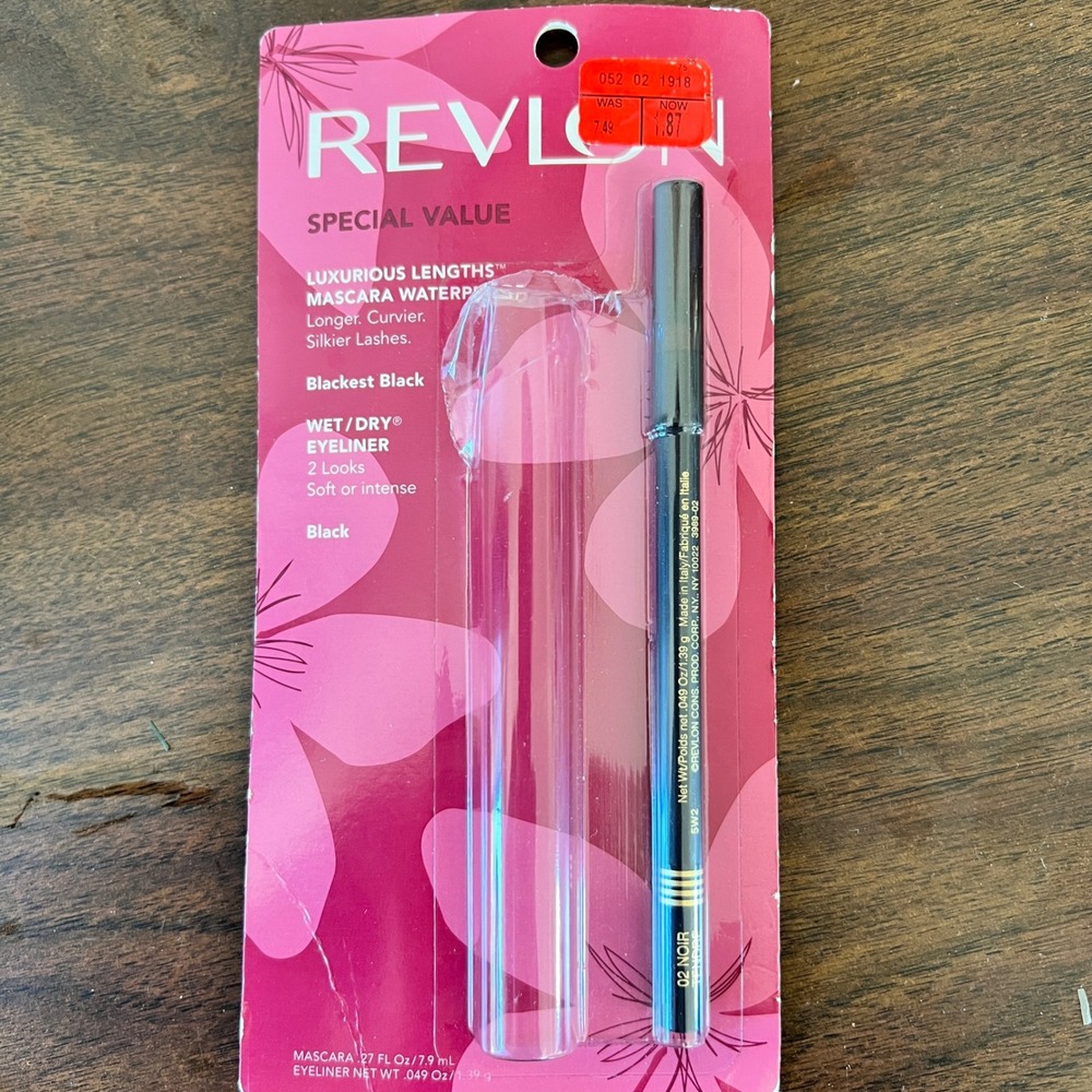 Revlon Wet/Dry Eyeliner Black 02 Noir Special Value Missing Mascara NEW